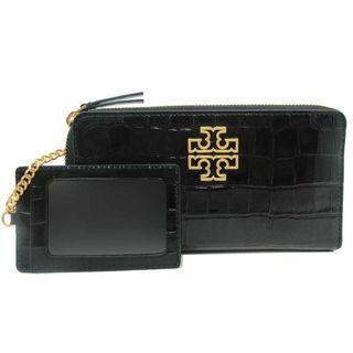 Tory Burch - 【新品】トリーバーチ 財布 長財布 145345 1122 001 (ブラック) TORY BURCH ブリテン クロコ調 エンボス ジップ コンチネンタル ラウンド ファスナー パスケース付き アウトレット レディース