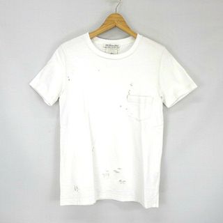 レミレリーフ(REMI RELIEF)のレミレリーフ  ダメージ 加工 クルーネック 半袖 ポケット Tシャツ 白  M(Tシャツ/カットソー(半袖/袖なし))