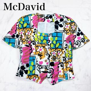 マクダビッド(MCDAVID)の■McDavid 総柄ノーカラージャケット 金ボタン 花柄 半袖 40(ノーカラージャケット)