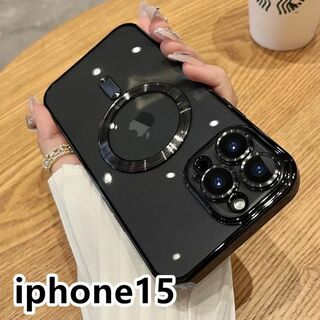 iphone15ケース磁気 　充電　ワイヤレス ブラック (iPhoneケース)