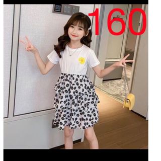 KWDA102サイズ★ホワイト★キッズ ワンピース 女の子 可愛い 子供服(Tシャツ/カットソー)