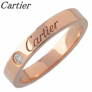 カルティエ(Cartier)のカルティエ ダイヤ リング エングレーブド Cドゥカルティエ 1PD #48 幅3.0mm 750PG 保証書(2013年) 新品仕上げ済 Cartier【17512】(リング(指輪))