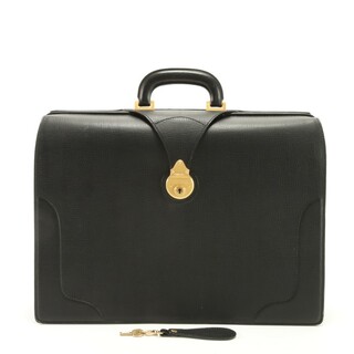 バーバリー(BURBERRY)の極美品 バーバリー ダレス バッグ レザー ビジネス 書類鞄 ブリーフケース トート 通勤 A4 ブラック ゴールド 金具 メンズ EEE AB14-9(ビジネスバッグ)