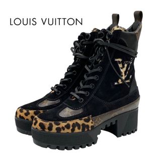 ルイヴィトン(LOUIS VUITTON)のルイヴィトン LOUIS VUITTON ローリエートライン モノグラム ブーツ ショートブーツ 靴 シューズ スエード レザー ハラコ ブラック ブラウン アンクルブーツ レオパード レースアップ(ブーツ)