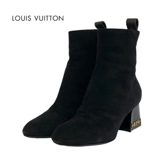 ルイヴィトン(LOUIS VUITTON)のルイヴィトン LOUIS VUITTON ブーツ ショートブーツ 靴 シューズ スエード ブラック アンクルブーツ モノグラムスタッズ(ブーツ)