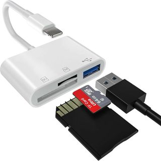 iPhone SDカードリーダー 3in1 USB/SD/TF変換アダプタ(PC周辺機器)