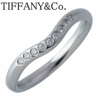 Tiffany & Co. - ティファニー ダイヤ リング カーブド 9PD 9号弱 幅2.3mm Pt950 新品仕上げ済 TIFFANY【17485】