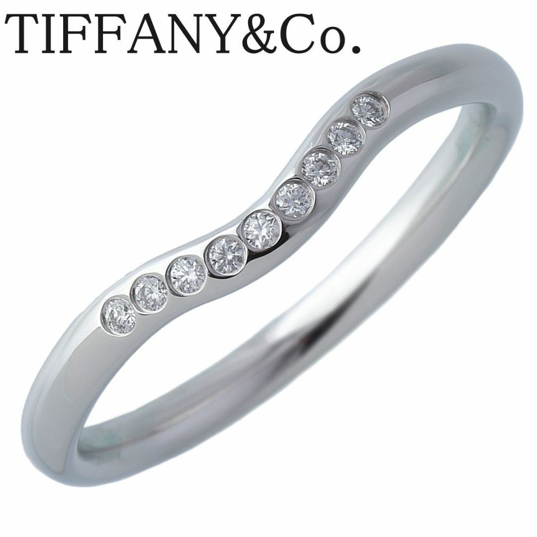 Tiffany & Co. - ティファニー ダイヤ リング カーブド 9PD 16号 幅2.3mm Pt950 ショップカード(2023年) 新品仕上げ済 TIFFANY【17238】
