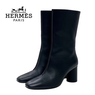 エルメス(Hermes)のエルメス HERMES デフィレ ブーツ ショートブーツ 靴 シューズ レザー ブラック 黒 ステッチ(ブーツ)