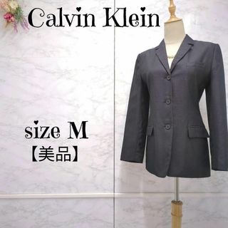 Calvin Klein - 【美品】カルバンクライン　ウールリッチブレンド　テーラードジャケット　グレー系