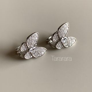 ●silver925 Butterflyジルコニア ピアス S●金アレ対応(ピアス)