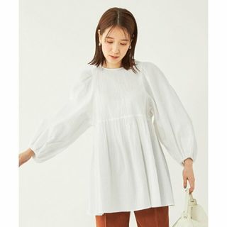 ユナイテッドアローズグリーンレーベルリラクシング(UNITED ARROWS green label relaxing)の【WHITE】サッカー ボリューム ロングスリーブ-マシンウォッシャブル-(シャツ/ブラウス(長袖/七分))