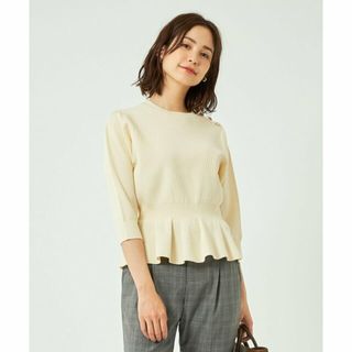 ユナイテッドアローズグリーンレーベルリラクシング(UNITED ARROWS green label relaxing)の【OFF WHITE】カタ ビジュー ペプラム ニット プルオーバー -ウォッシャブル-(ニット/セーター)