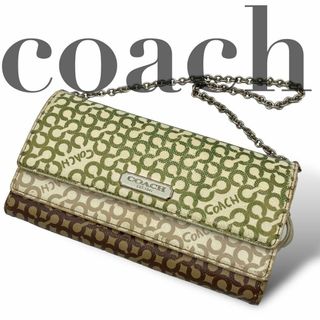 コーチ(COACH)のcoach コーチ ショルダー チェーン ウォレット 長財布 オプアート(財布)