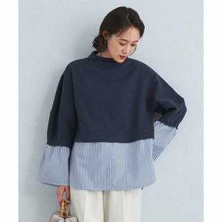 ユナイテッドアローズグリーンレーベルリラクシング(UNITED ARROWS green label relaxing)の【NAVY】ブラッシュテリー ドッキング プルオーバー(カットソー(長袖/七分))