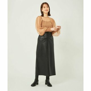 ユナイテッドアローズグリーンレーベルリラクシング(UNITED ARROWS green label relaxing)の【BLACK】フェイクレザー ナロー スカート(ロングスカート)