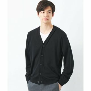 ユナイテッドアローズグリーンレーベルリラクシング(UNITED ARROWS green label relaxing)の【BLACK】120s テンジク Vネック カーディガン(その他)