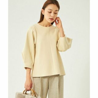 ユナイテッドアローズグリーンレーベルリラクシング(UNITED ARROWS green label relaxing)の【CREAM】スビン シルク フォルム ペプラム プルオーバー カットソー(カットソー(長袖/七分))