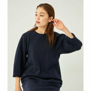 ユナイテッドアローズグリーンレーベルリラクシング(UNITED ARROWS green label relaxing)の【NAVY】スビン シルク フォルム ペプラム プルオーバー カットソー(カットソー(長袖/七分))