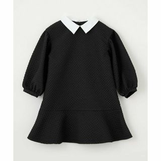 ユナイテッドアローズグリーンレーベルリラクシング(UNITED ARROWS green label relaxing)の【BLACK】エンボス エリツキ ワンピース 100cm-130cm(ワンピース)