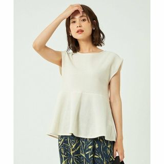 ユナイテッドアローズグリーンレーベルリラクシング(UNITED ARROWS green label relaxing)の【OFF WHITE】メッシュ ペプラム フレンチスリーブ プルオーバー カットソー(カットソー(長袖/七分))