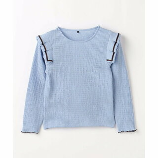 ユナイテッドアローズグリーンレーベルリラクシング(UNITED ARROWS green label relaxing)の【LT.BLUE】TJ シャーリング タックフリル ロングスリーブ 100cm-130cm(Tシャツ/カットソー)