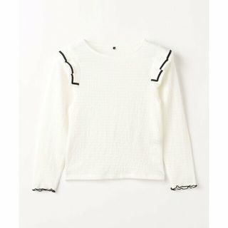 ユナイテッドアローズグリーンレーベルリラクシング(UNITED ARROWS green label relaxing)の【OFF WHITE】TJ シャーリング タックフリル ロングスリーブ 100cm-130cm(Tシャツ/カットソー)