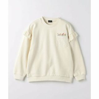 ユナイテッドアローズグリーンレーベルリラクシング(UNITED ARROWS green label relaxing)の【OFF WHITE】裏毛 レースポケット フラワー刺繍 プルオーバー 100cm-130cm(Tシャツ/カットソー)