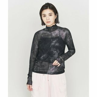 アストラット(ASTRAET)の【BLACK】<ASTRAET>プリント シアー ハイネックカットソー(カットソー(長袖/七分))