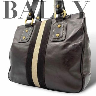 バリー(Bally)の美品✨BALLY トレインスポッティング　トートバッグ　ブラウン　ロゴ金具　刻印(ハンドバッグ)