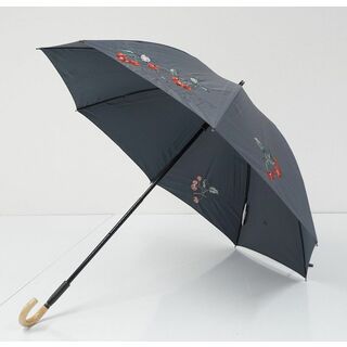 ジルスチュアート(JILLSTUART)の日傘 JILL STUART ジルスチュアート 晴雨兼用日傘 USED美品 サクランボ・ロゴ刺繍 遮光 グラス骨 UV 47cm  A0865(傘)
