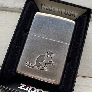 ジッポー(ZIPPO)のZIPPO CAT ネコ 銀メッキイブシ ミラー 両面加工 肉球 オイルライター(タバコグッズ)