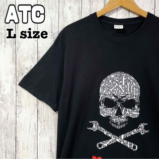 ATC スカル　Tシャツ ドクロ　骸骨　黒　ブラック　半袖　Lサイズ　海外古着(Tシャツ/カットソー(半袖/袖なし))