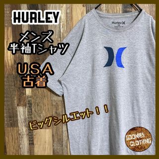 Hurley - ハーレー メンズ 半袖 Tシャツ グレー ロゴ ビッグシルエット USA古着