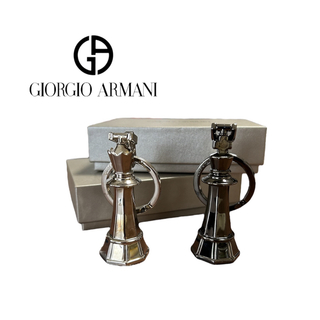 Giorgio Armani - 【新品】ジョルジオアルマーニ　シルバー　キーリング　チェスモチーフ　2個セット