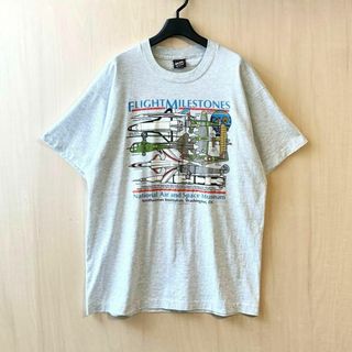 フルーツオブザルーム(FRUIT OF THE LOOM)の90s USA製古着　ヴィンテージ　航空機　Tシャツ　国立航空宇宙博物館　霜降り(Tシャツ/カットソー(半袖/袖なし))