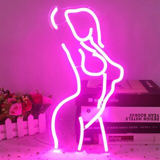 【色:ピンク】レディネオンサイン 調光可能 レディネオンライト LEDネオンサイ(店舗用品)