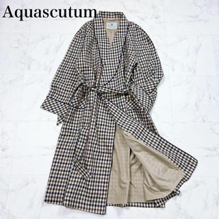 AQUA SCUTUM - 〇Aquascutum アクアスキュータム ガウンコート チェック Lサイズ