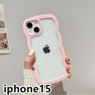 iphone15ケース カーバー波型 軽い ピンク14(iPhoneケース)