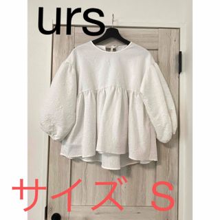 ur's - urs ユアーズ ふくれジャガードペプラム トップス ホワイト S