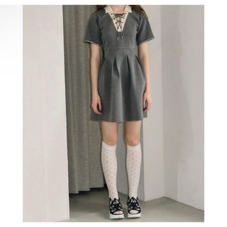 idem(イデム)/lace up polo onepiece(ひざ丈ワンピース)