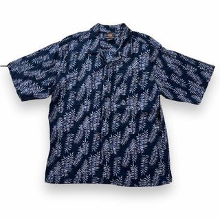 90s 古着 アロハシャツ オープンカラーシャツ リーフ 総柄 ちりめん(Tシャツ/カットソー(半袖/袖なし))