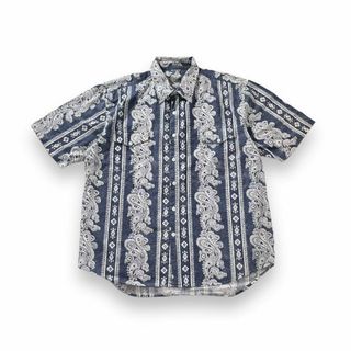 ヴィンテージ(VINTAGE)の古着 総柄シャツ ペイズリー ストライプ アロハシャツ L相当 半袖(Tシャツ/カットソー(半袖/袖なし))