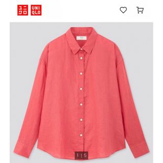 UNIQLO - ユニクロ　プレミアムリネンシャツ（長袖）  Mサイズ　麻100%　ピンク