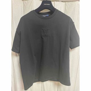 louis vuitton エンボスLVロゴクルーネック半袖Tシャツ 