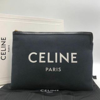 セリーヌ(celine)の［美品］セリーヌ　ラージ　ポーチ　クラッチバッグ　キャンバス　ブラック(クラッチバッグ)