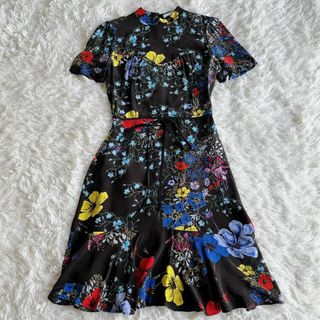 Erdem - ＊美品【ERDEM】ワンピース　ティアード　スタンドカラー　花柄　シルク　S