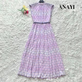 アナイ(ANAYI)の【新品】アナイ ロング丈 22SS プレイフルハートプリントフレアワンピース M(ロングワンピース/マキシワンピース)