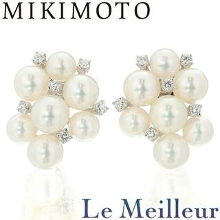 ミキモト(MIKIMOTO)のミキモト パールイヤリング 真珠 5.0~7.0mm ダイヤモンド K18 MIKIMOTO  中古 プレラブド 返品OK(イヤリング)