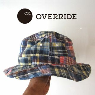 オーバーライド(override)のOVERRIDE★／オーバーライド★　チェック柄　パッチワーク　バゲットハット(ハット)